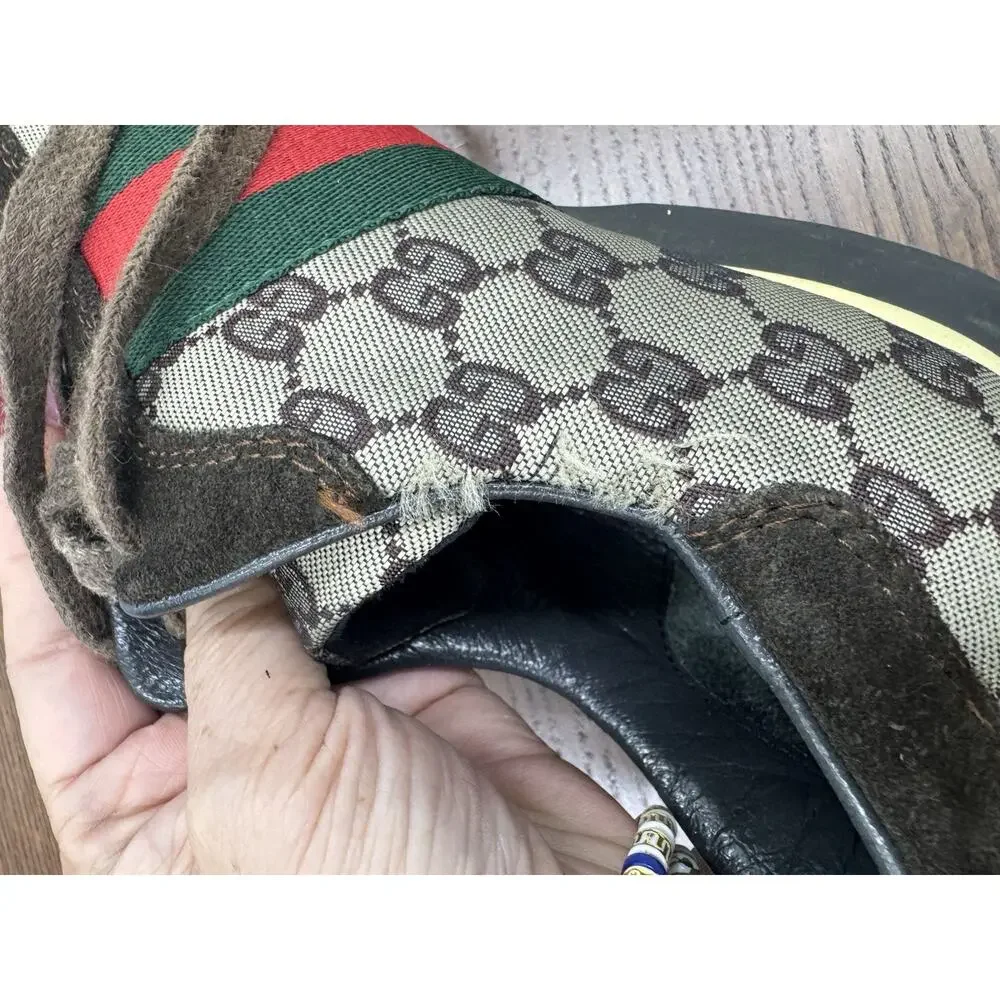 mens Gucci BASKETS gg green red web - 117711 shoe sneaker 38 us 8 (sh200thrifty